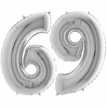 Шар Цифра 6/9 Металлик Silver