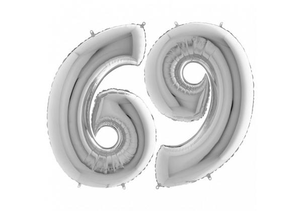 Шар Цифра 6/9 Металлик Silver