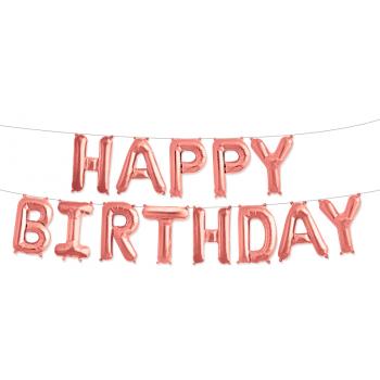 Шар-надпись из букв Happy Birthday, розовый