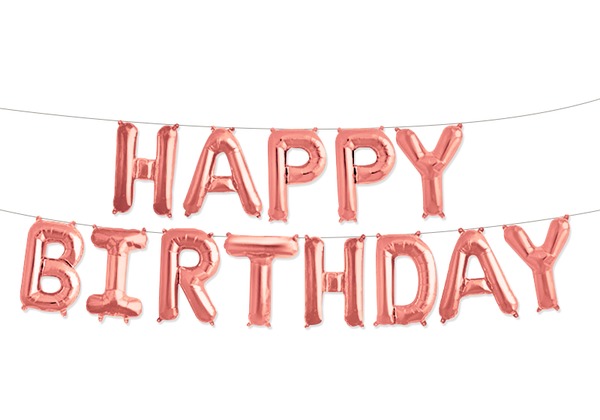 Шар-надпись из букв Happy Birthday, розовый