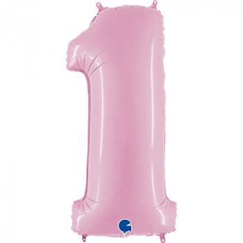 Шар Цифра 1 Розовая Пастель Pink