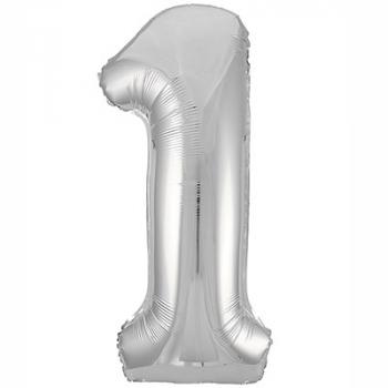 Шар Цифра 1 Металлик Silver