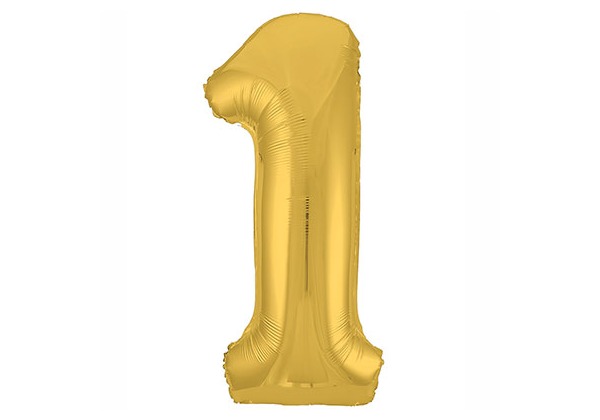 Шар Цифра 1 Золото Металлик Gold