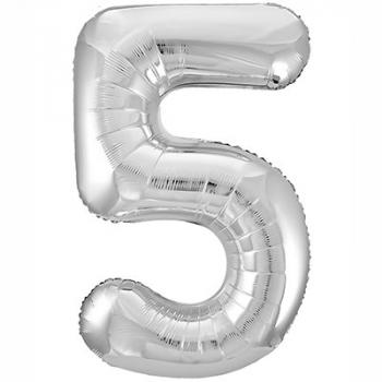 Шар Цифра 5 Металлик Silver