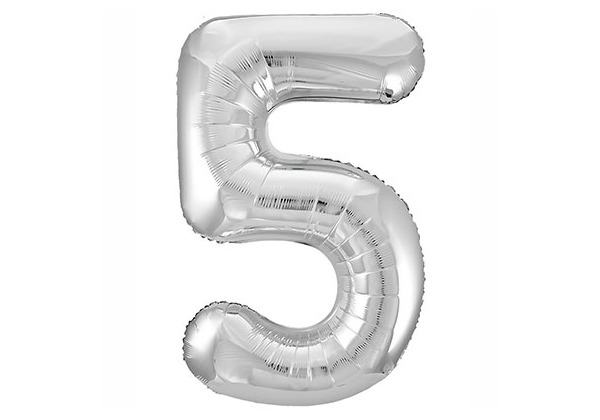 Шар Цифра 5 Металлик Silver