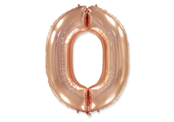 Шар Цифра 0 Розовое золото Rose Gold