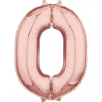 Шар Цифра 0 розовое золото 66 см