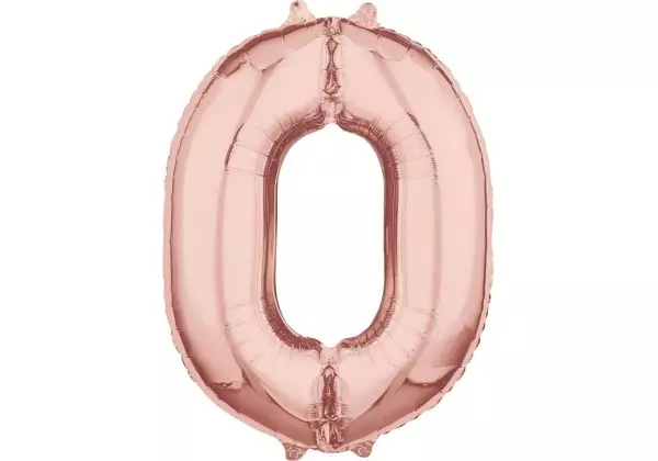 Шар Цифра 0 розовое золото 66 см