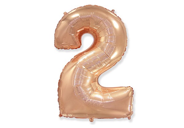 Шар Цифра 2 Розовое золото Rose Gold