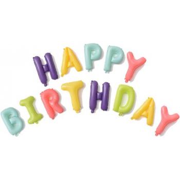 Шар-надпись из букв Happy Birthday, разноцветные