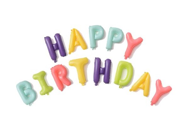 Шар-надпись из букв Happy Birthday, разноцветные