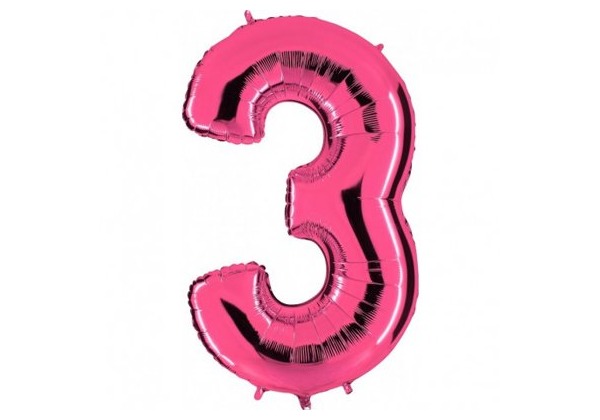 Шар Цифра 3 Розовая Pink