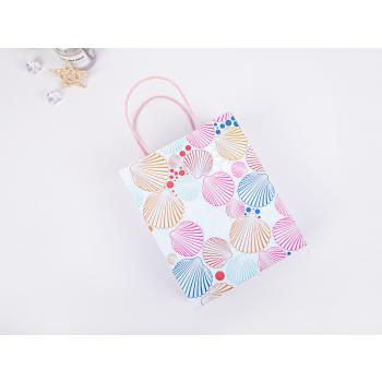 Пакет подарочный, Морские ракушки, Голубой, 25*21*10 см