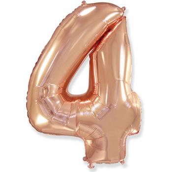 Шар Цифра 4 Розовое золото Rose Gold