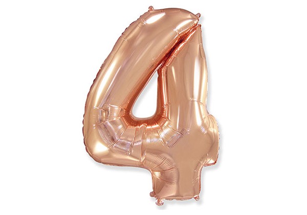 Шар Цифра 4 Розовое золото Rose Gold