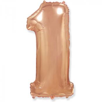Шар Цифра 1 Розовое золото Rose Gold