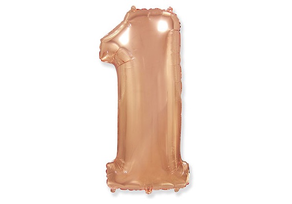 Шар Цифра 1 Розовое золото Rose Gold