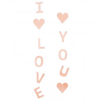 Гирлянда подвеска I love you (сердца), Розовый, Перламутр