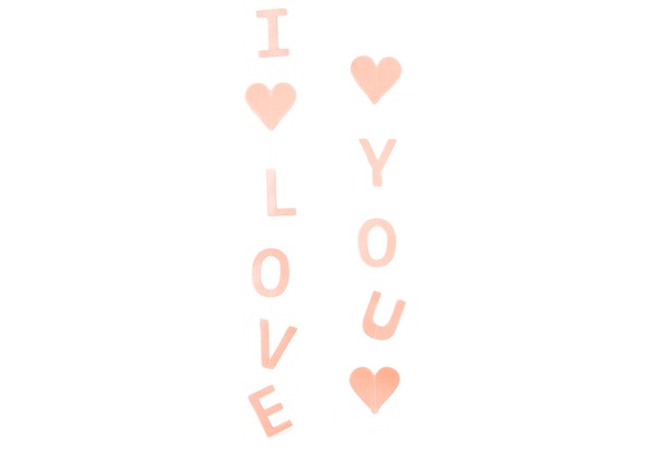 Гирлянда подвеска I love you (сердца), Розовый, Перламутр