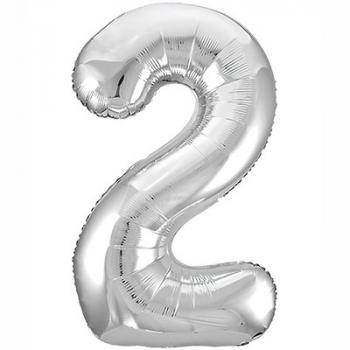 Шар Цифра 2 Металлик Silver