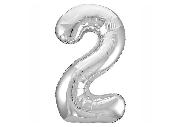 Шар Цифра 2 Металлик Silver