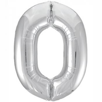 Шар Цифра 0 Металлик Silver