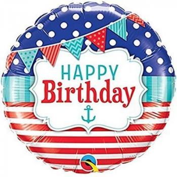 Шар " Happy Birthday " морской 45 см