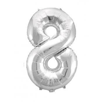 Шар Цифра 8 серебро 86 см