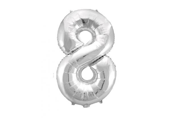 Шар Цифра 8 серебро 86 см