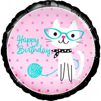 Шар круг Кошка Нappy Вirthday