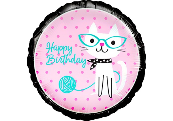 Шар круг Кошка Нappy Вirthday