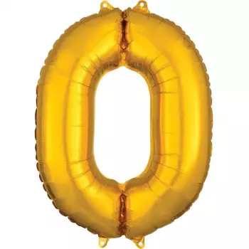 Шар Цифра 0 золото 66 см