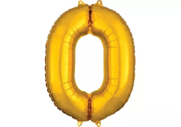 Шар Цифра 0 золото 66 см
