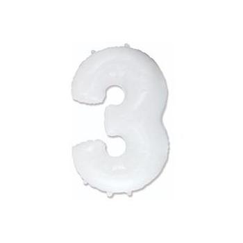 Шар Цифра 3 White
