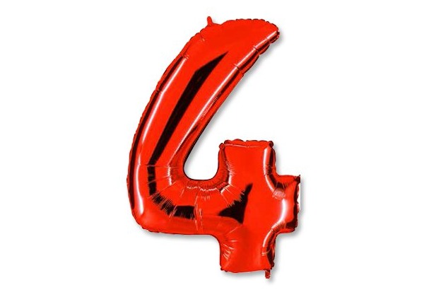 Шар Цифра 4 Красная