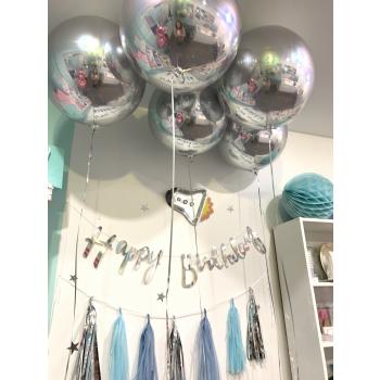 Гирлянда бумажная Happy birthday серебро