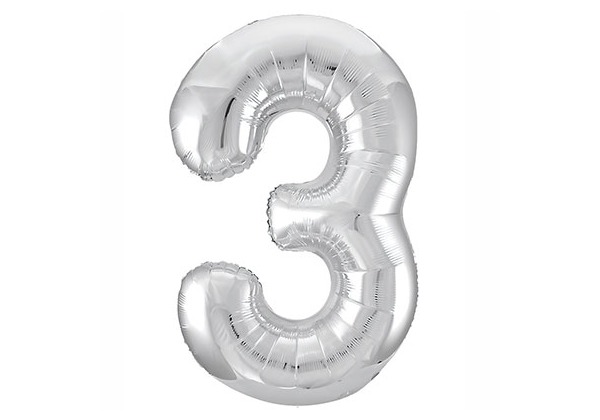 Шар Цифра 3 Металлик Silver