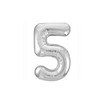 Шар Цифра 5 серебро 66 см