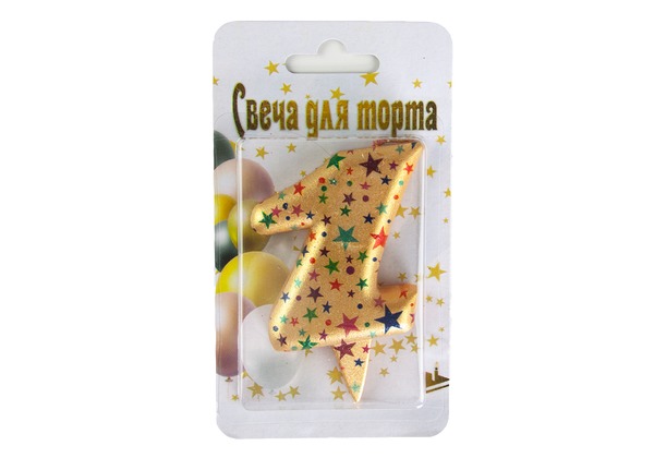 Свеча-цифра 1 Саната, золото 7 см