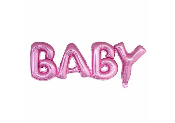 Шар-надпись Baby розовый, 81 см
