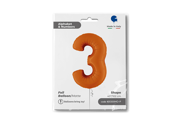 Шар Цифра 3 Пастель Orange