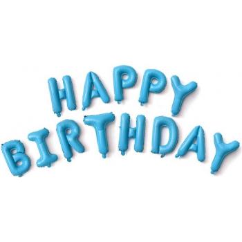 Шар-надпись из букв Happy Birthday, голубой