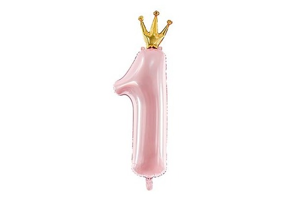 Цифра 1 розовая с короной Light Pink