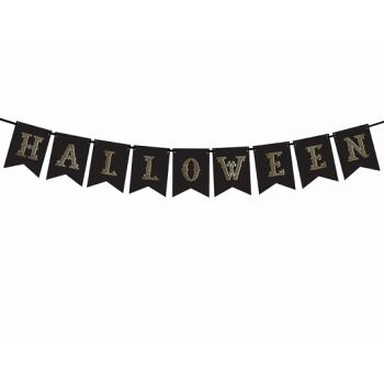 Гирлянда Halloween черная с золотыми буквами