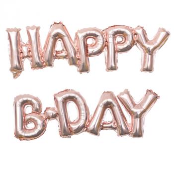 Шар-надпись из букв HAPPY B-DAY , розовое золото