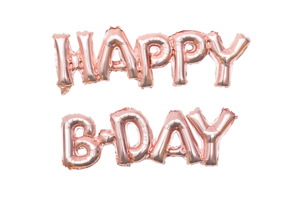 Шар-надпись из букв HAPPY B-DAY , розовое золото