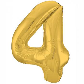 Шар Цифра 4 Золото Металлик Gold
