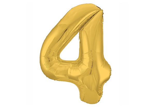 Шар Цифра 4 Золото Металлик Gold