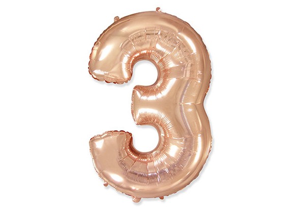 Шар Цифра 3 Розовое золото Rose Gold