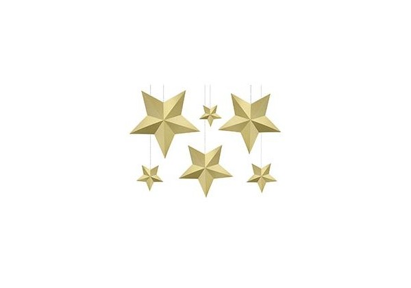 Звезда подвесная золотая 37-12см 6шт